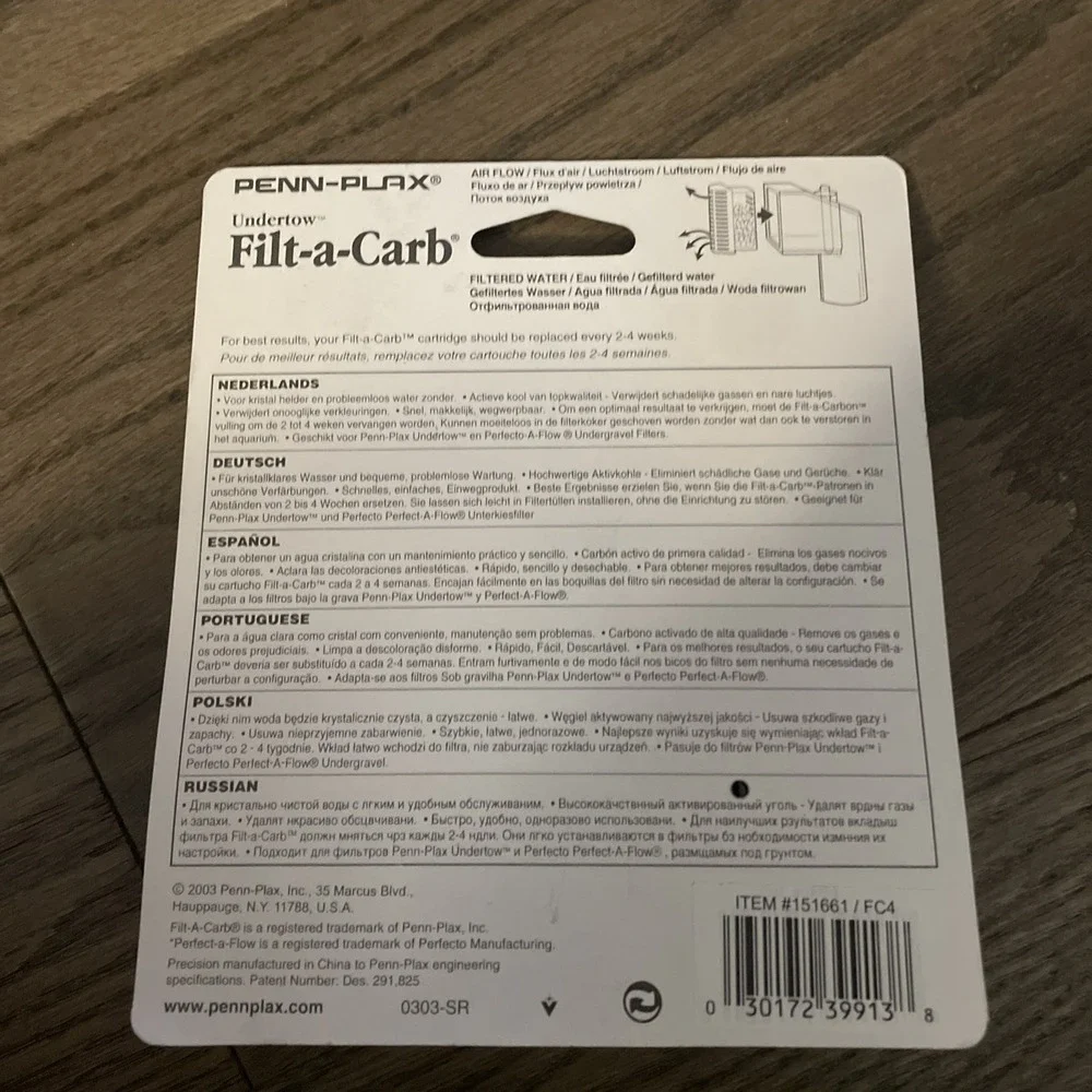 Penn-Plax FC4 Undertow Filt-A-Carb Disposable Carbon Filter 2-Pack of Cartridges